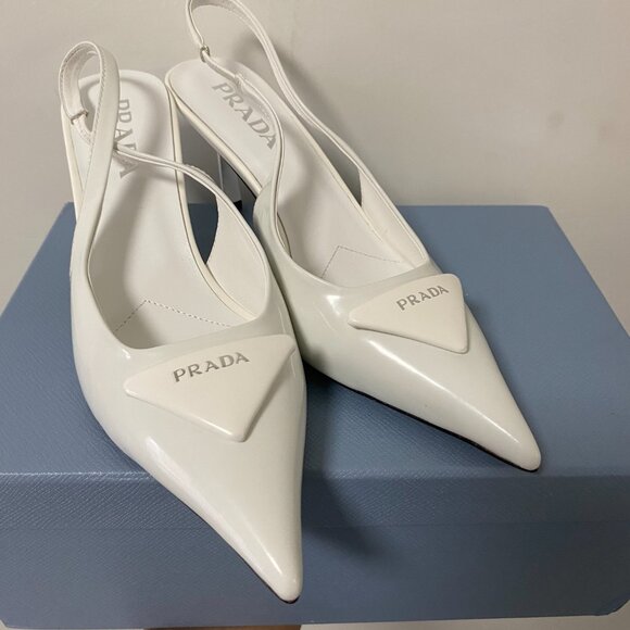 Prada Chic White Slingback Heels❤️❤️ - Picture 1 of 7